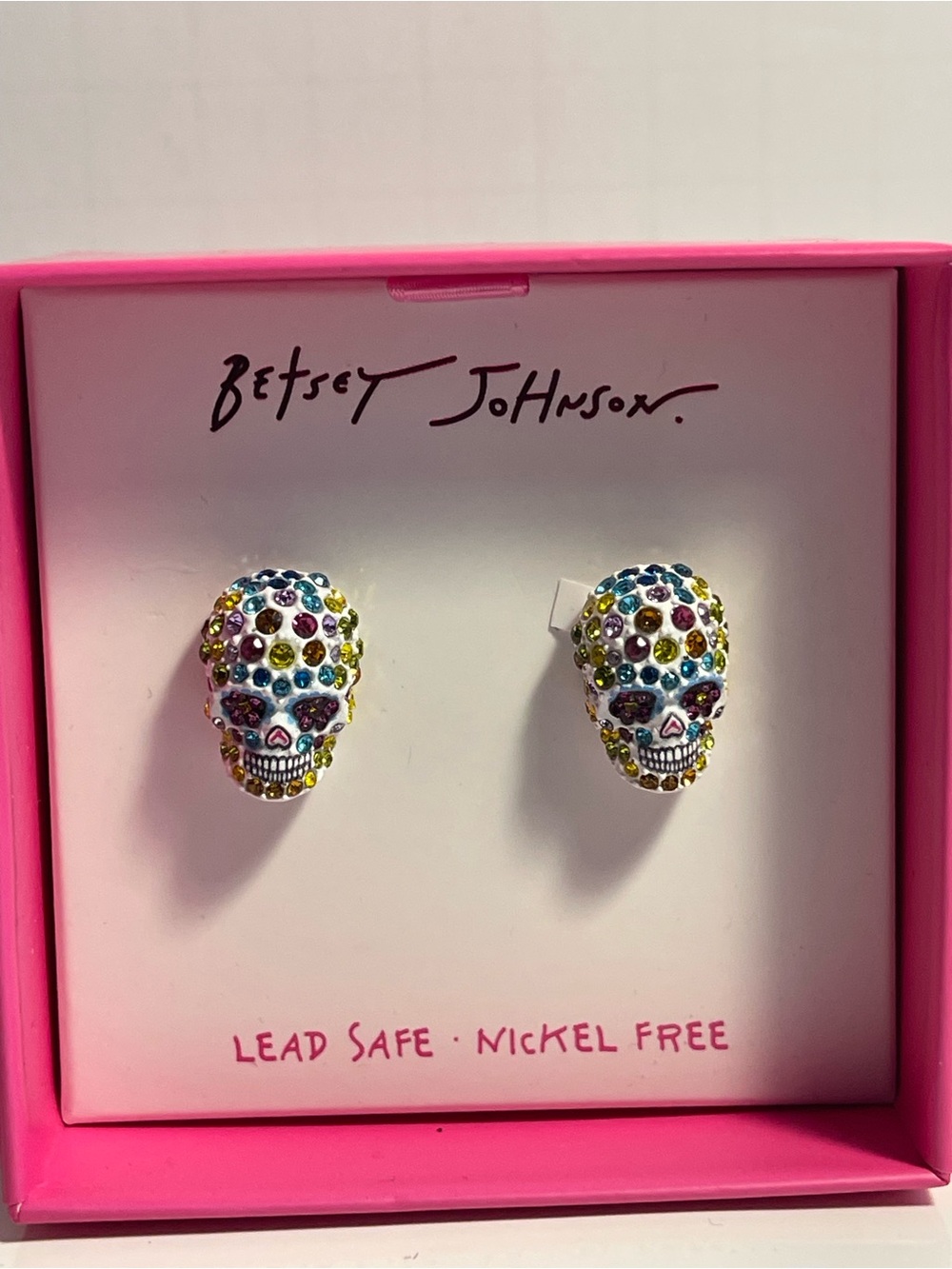 Betsey Johnson Sugar Skull Stud Earrings - NWT **